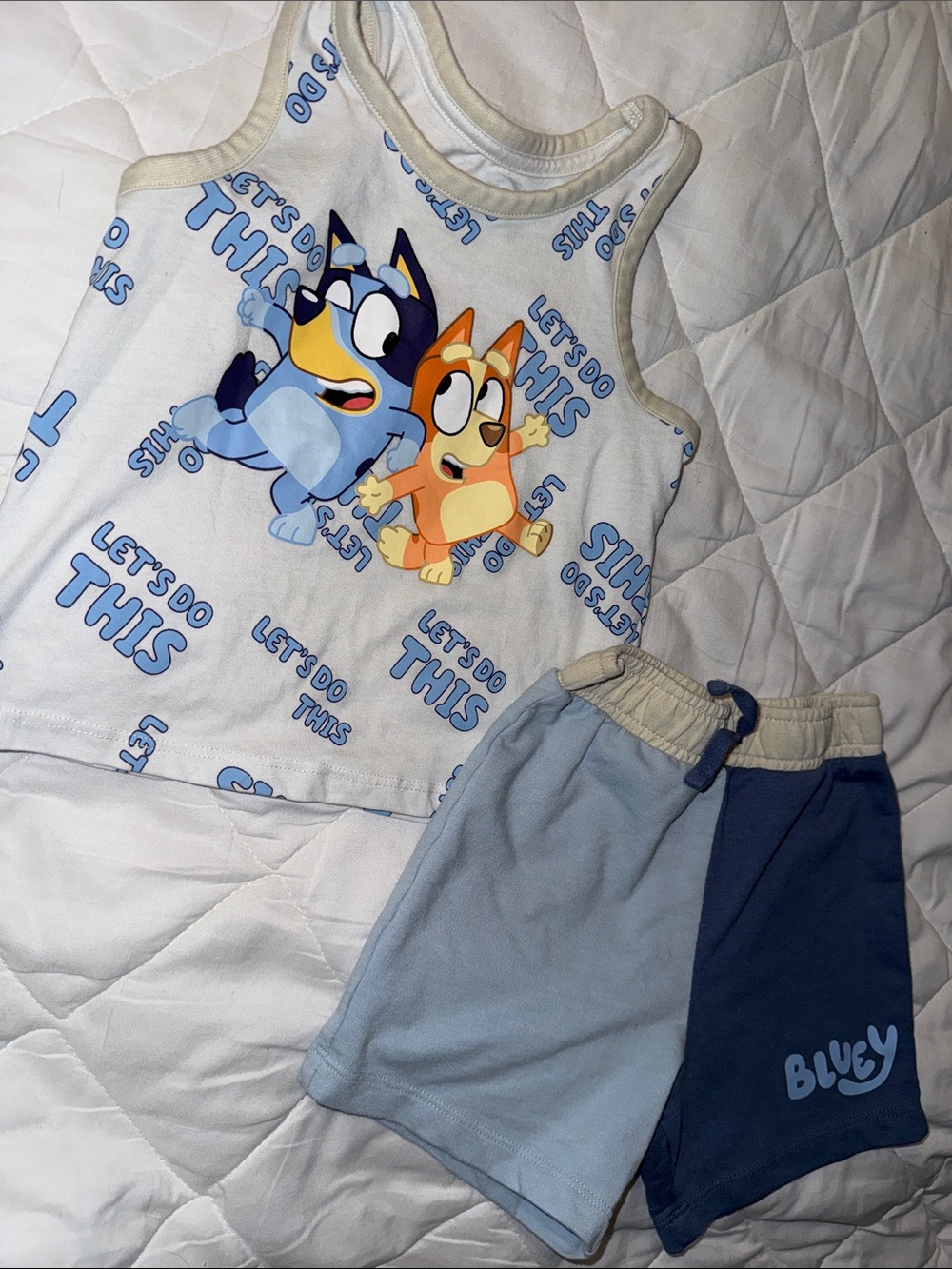 3T Bluey Boys Light Blue & Navy Sleeveless Short set